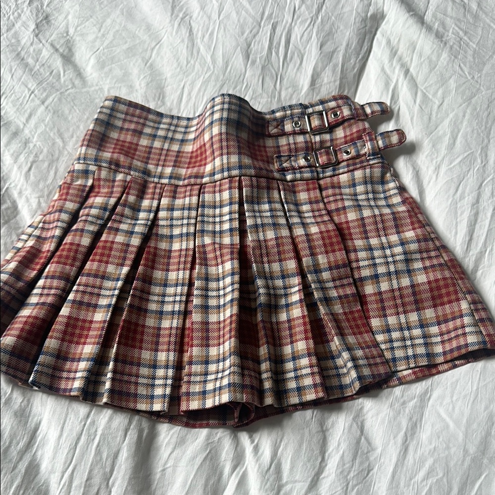 Zara Plaid Pleated Skort